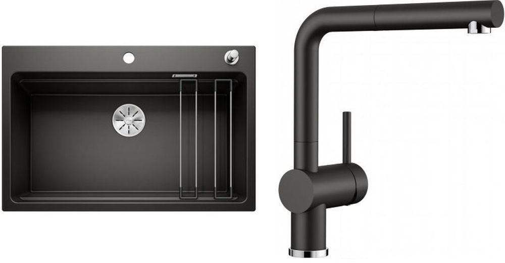 Darmowa Dostawa - Zlewozmywak z baterią czarny/czarny Blanco Etagon 8 abset8595