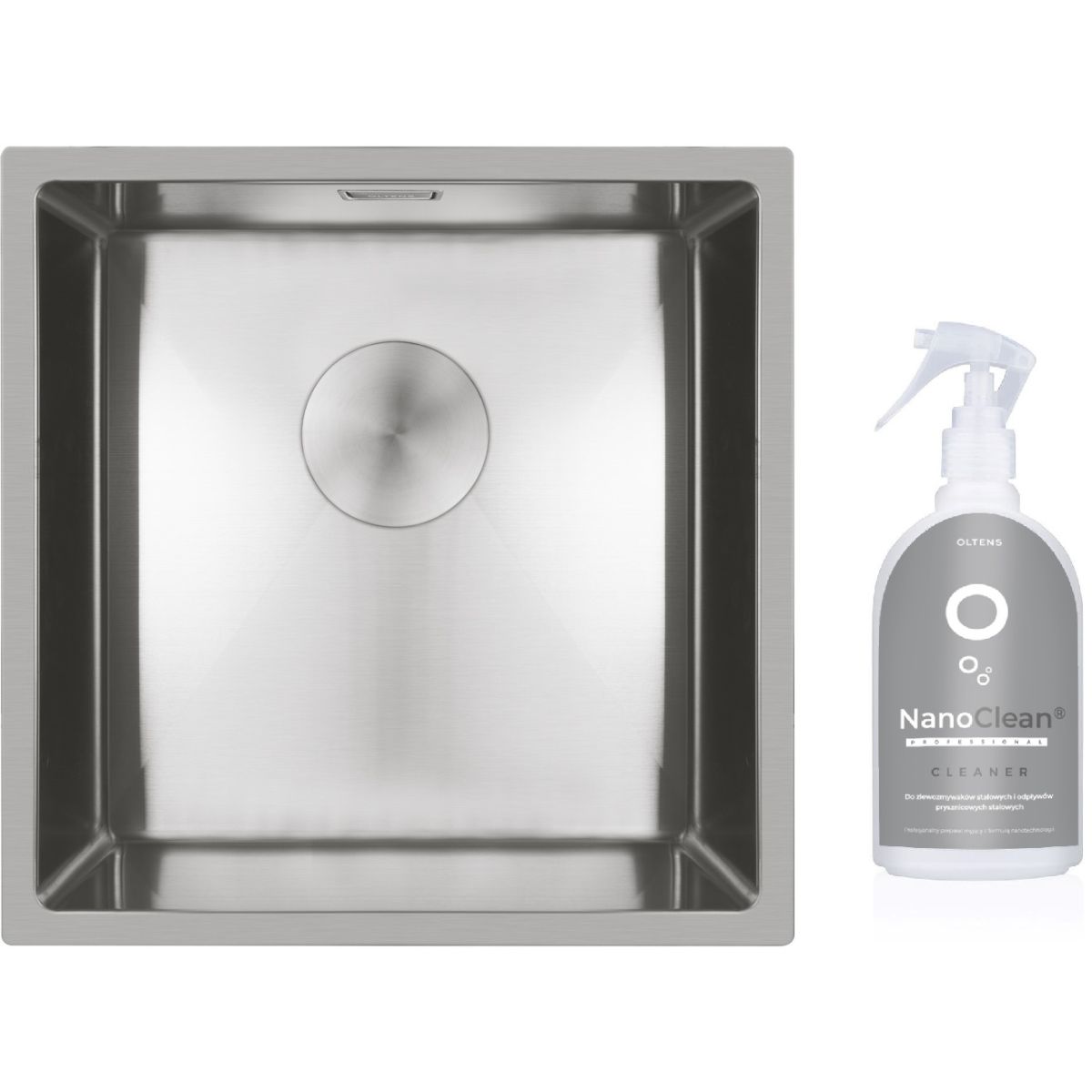 Darmowa Dostawa - Zlewozmywak stalowy z płynem do czyszczenia 44x44 cm stal Oltens Hydda abset6946