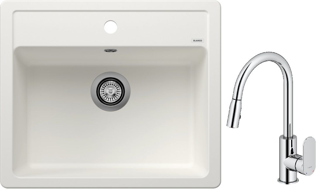 Darmowa Dostawa - Zlewozmywak z baterią biały/chrom Blanco Legra 6 abset10034