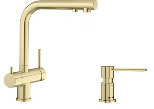 Darmowa Dostawa - Bateria kuchenna z dozownikiem stojąca złoto/stare złoto Blanco Fontas II abset10981