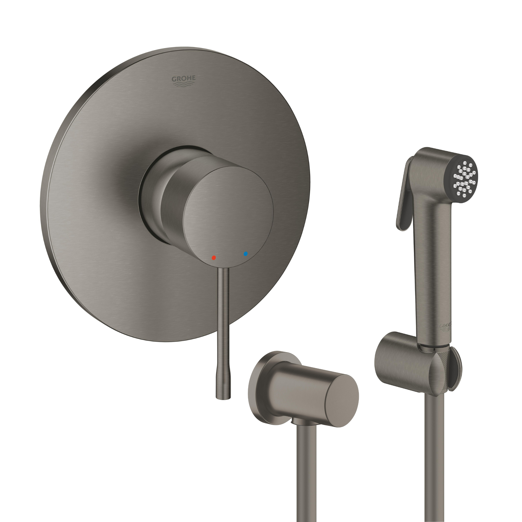 Darmowa Dostawa - Zestaw słuchawki bidetowej podtynkowy brushed hard graphite Grohe Essence abset10994