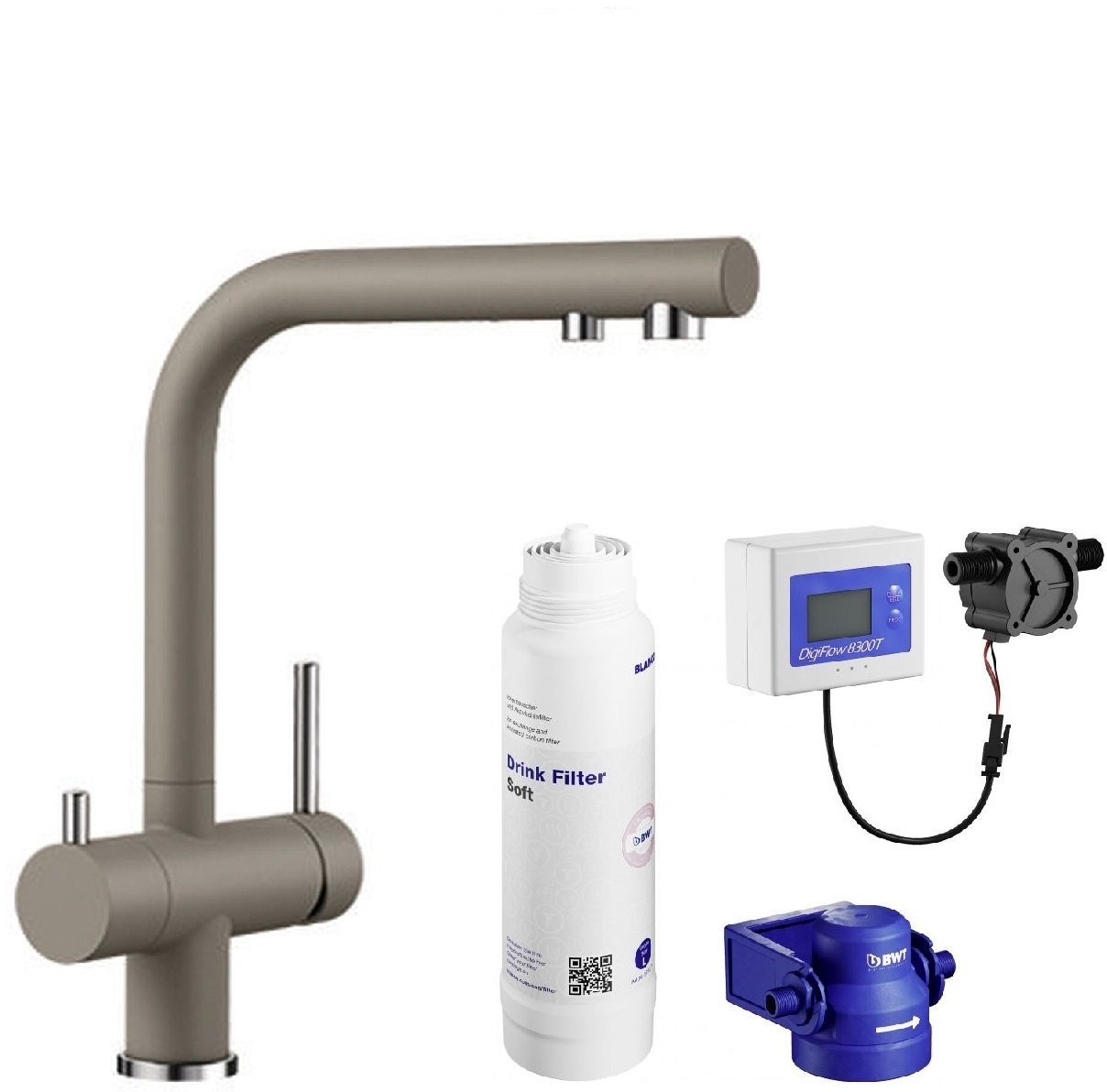 Darmowa Dostawa - Bateria kuchenna z filtrem stojąca chrom Blanco Fontas II abset11458