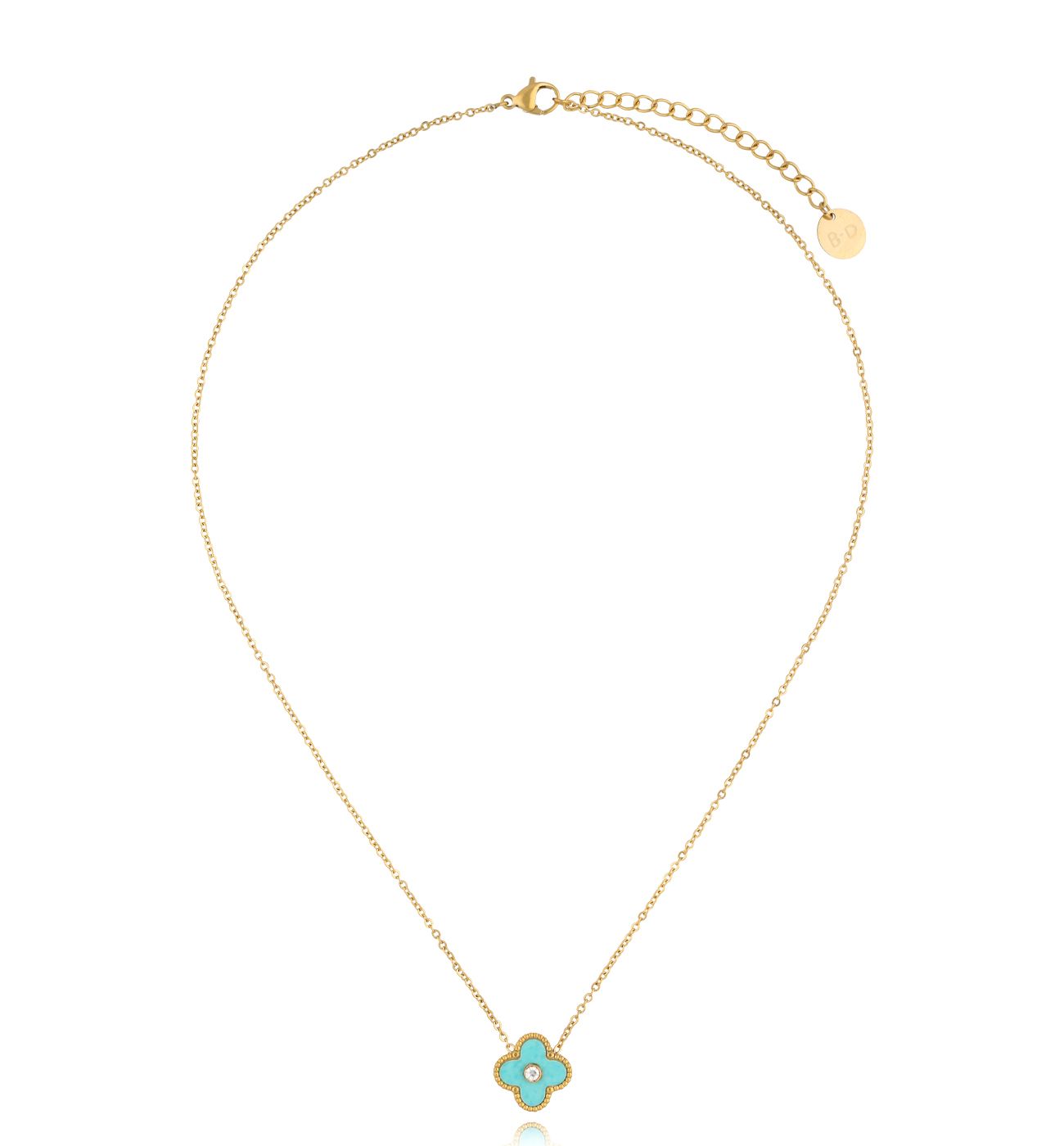 Naszyjnik z turkusową koniczynką Clover NSY0265