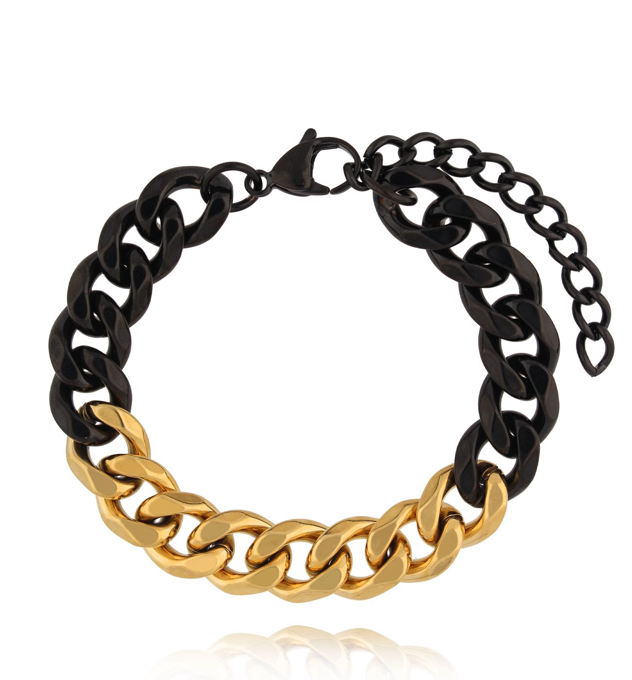 Bransoletka z łańcuchem czarno złota 15 - By Dziubeka