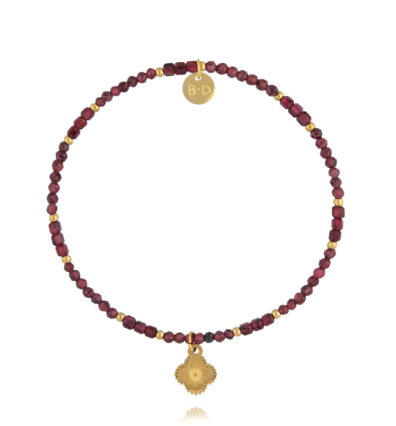 Bransoletka z granatu z koniczynką BTW3541