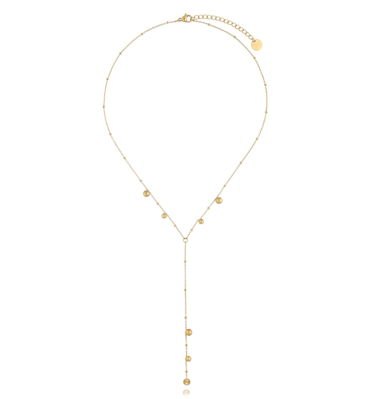 Naszyjnik z krawatką i kuleczkami złoty - By Dziubeka