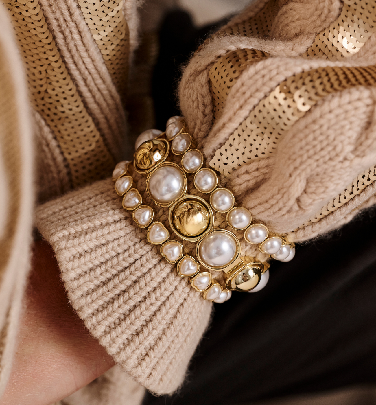 Złoto perłowy zestaw bransoletek ZN0052