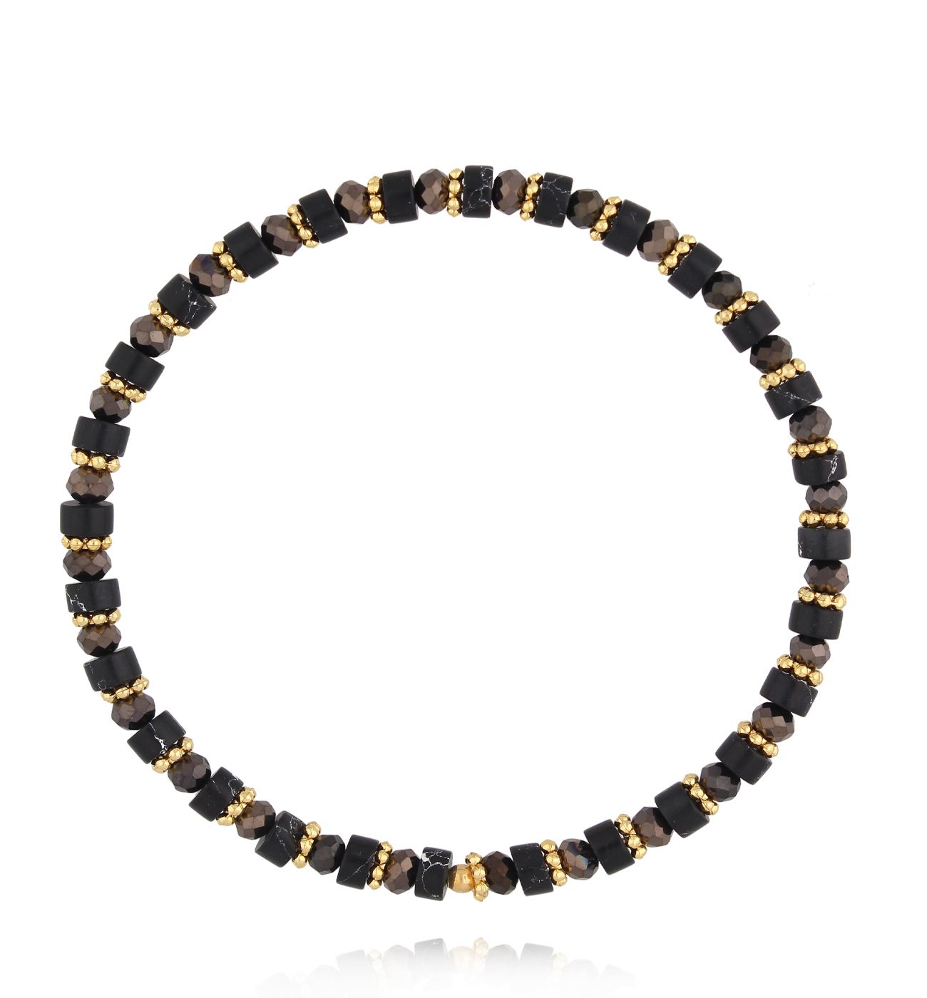 Bransoletka z czarnego jaspisu i szklanych koralików BTW3618