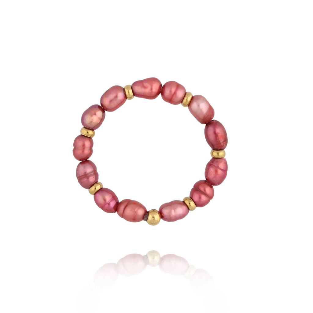 Pierścionek z czerwonymi perłami - By Dziubeka