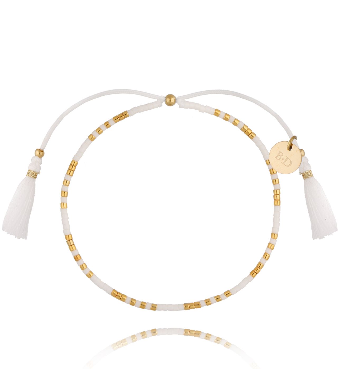 Bransoletka biała z chwostami Beads BSC1253