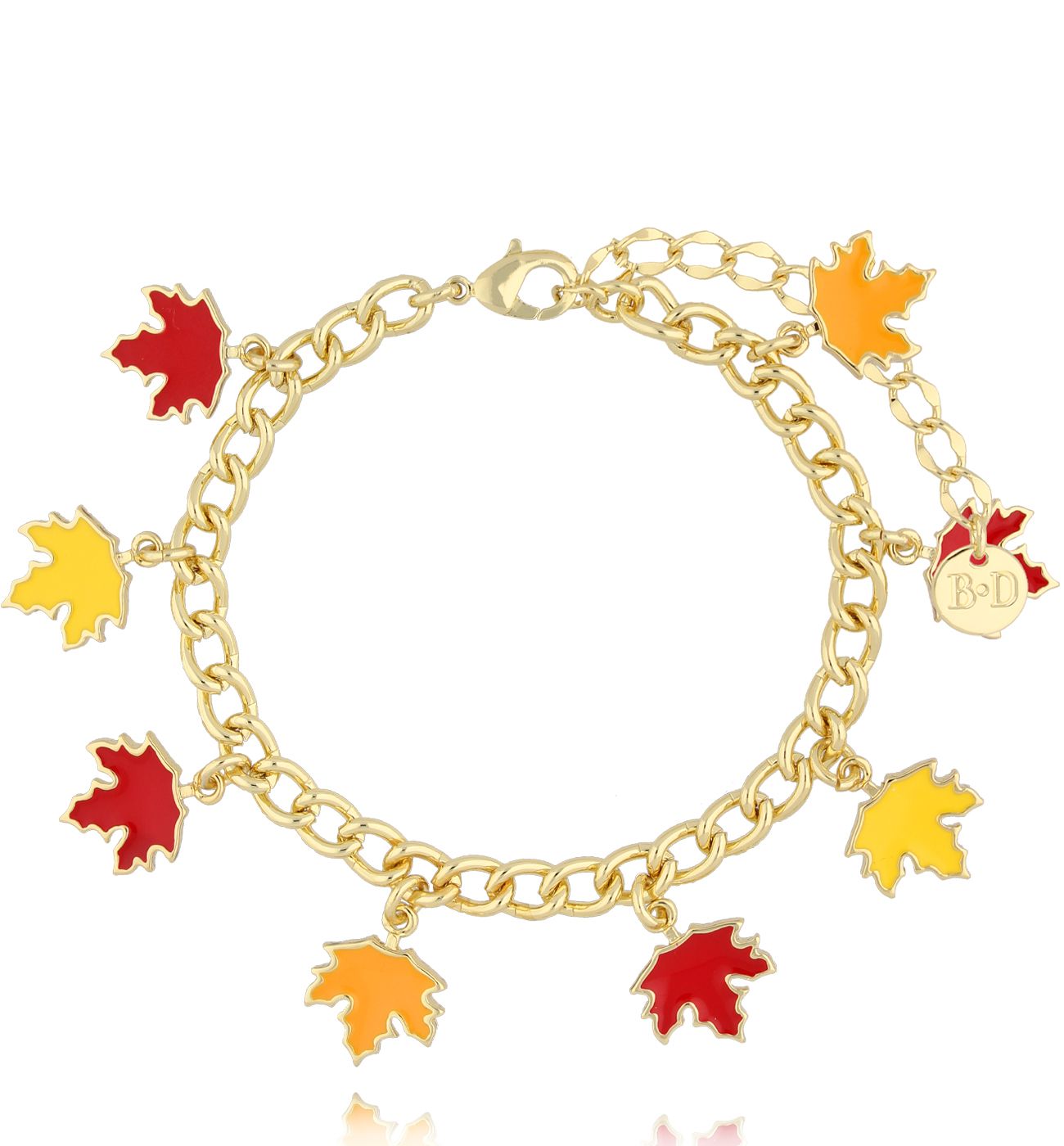 Bransoletka złota z emaliowanymi listkami BSS0260 - By Dziubeka