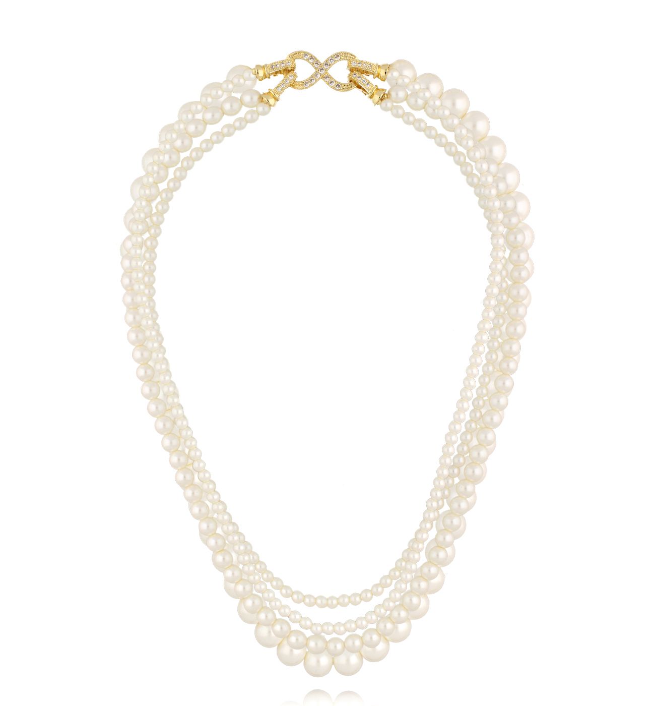 Naszyjnik z perłami i złotym zapięciem NPE0284