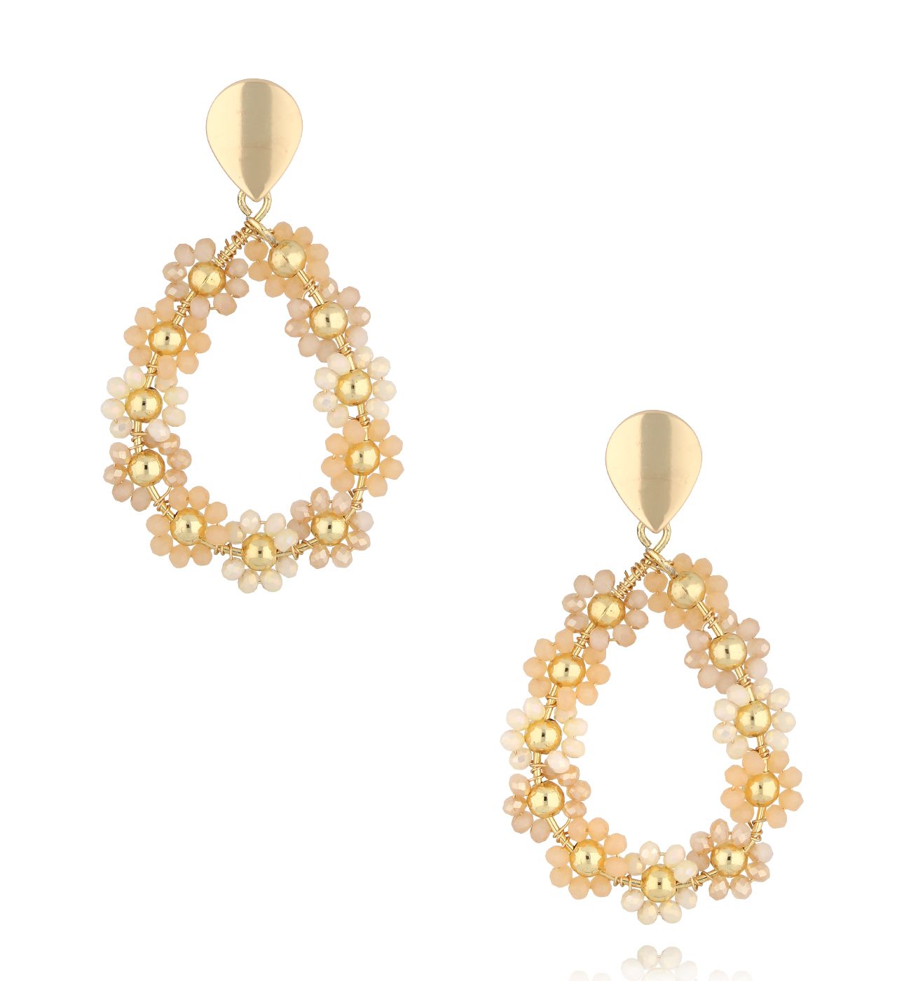 Kolczyki z beżowymi kryształkami KWE0162 - By Dziubeka