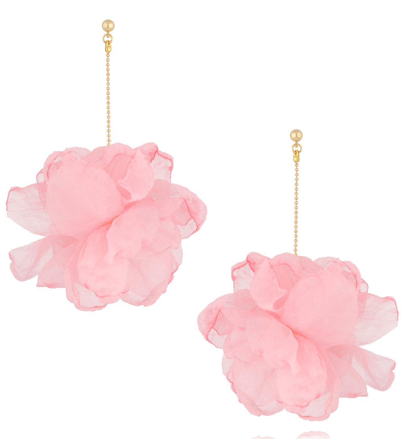 Kolczyki z różową tkaniną KBL1897