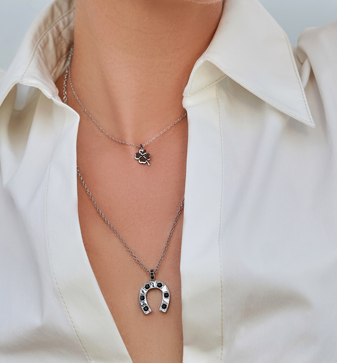 Naszyjnik srebrny krótki Yin Yang NSA0860