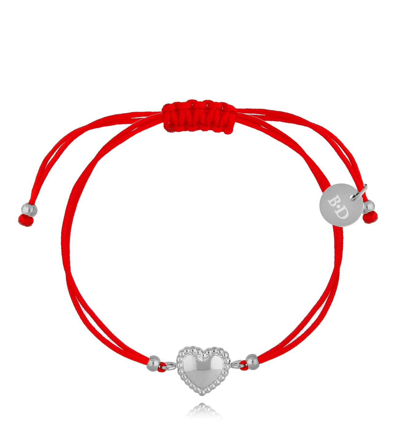 Bransoletka srebrna z czerwonym sznurkiem i sercem Sweet Love BGL0664