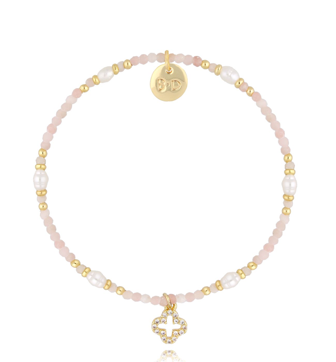 Bransoletka różowa z koniczynką BTW3119