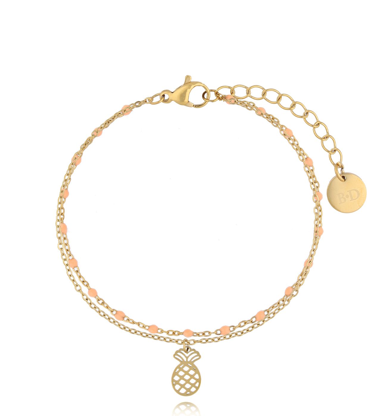 Bransoletka z pastelowymi koralikami i zawieszką ananasa - By Dziubeka