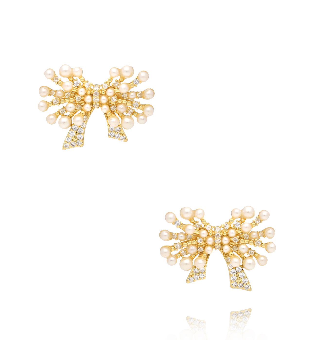 Kolczyki z kokardkami i perłami Laluna KSS1818