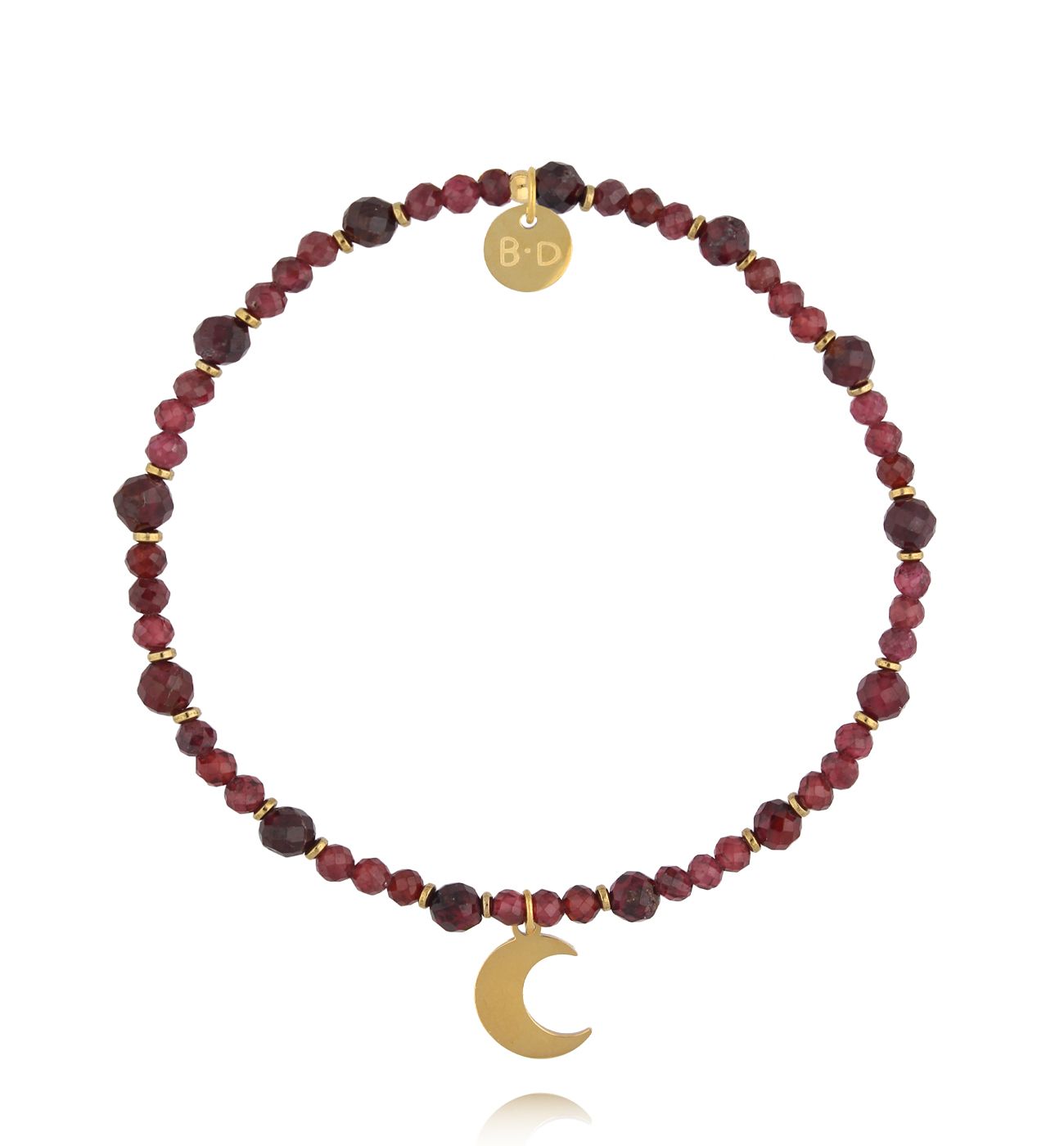 Bransoletka z granatu z zawieszką w kształcie księżyca BTW3544