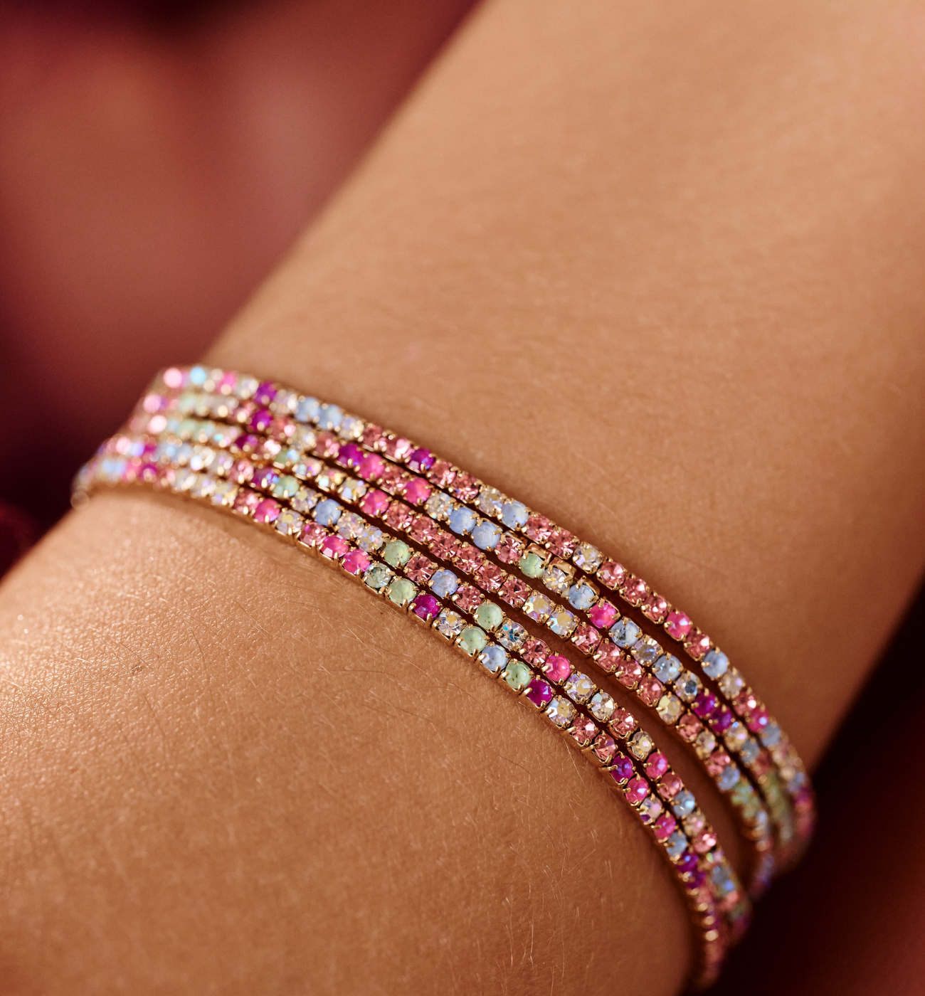 Bransoletka z różowymi kryształkami Luminous Crystal - By Dziubeka