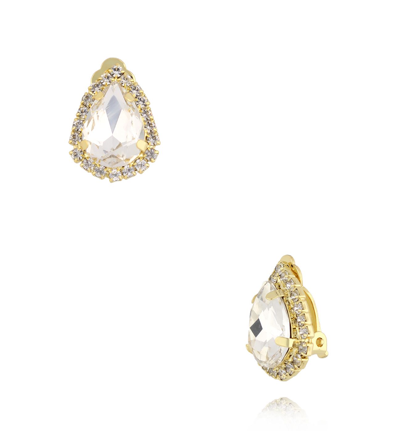 Klipsy z kryształami złote - By Dziubeka