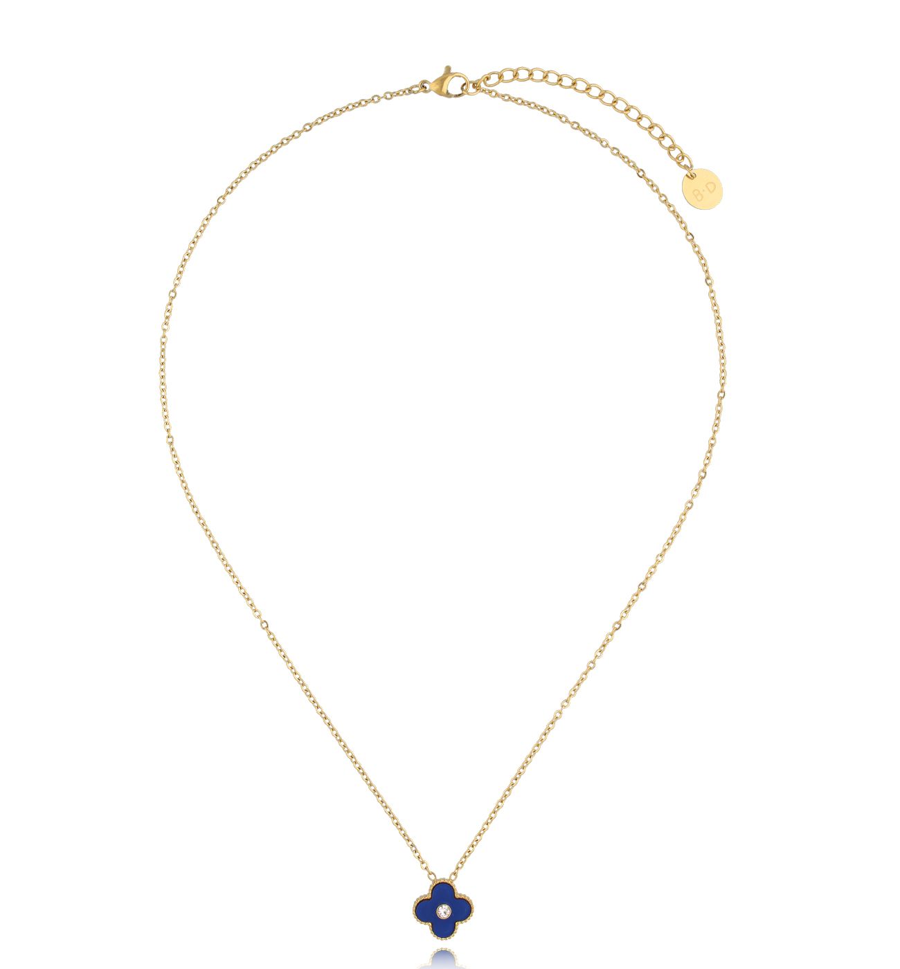 Naszyjnik z granatową koniczynką Ollastra NSY0207