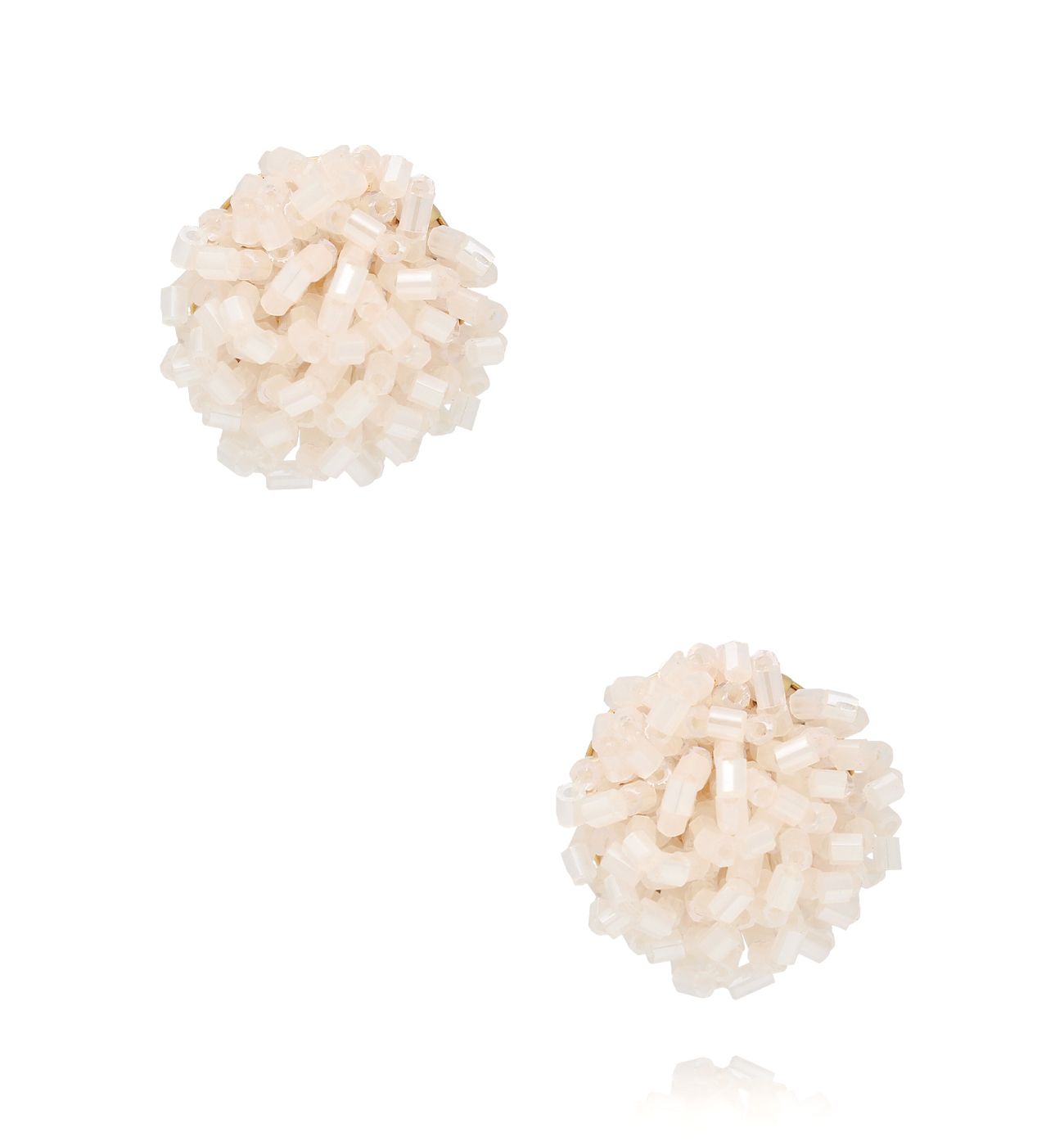 Kolczyki z kremowymi kryształkami okrągłe KWE0133 - By Dziubeka