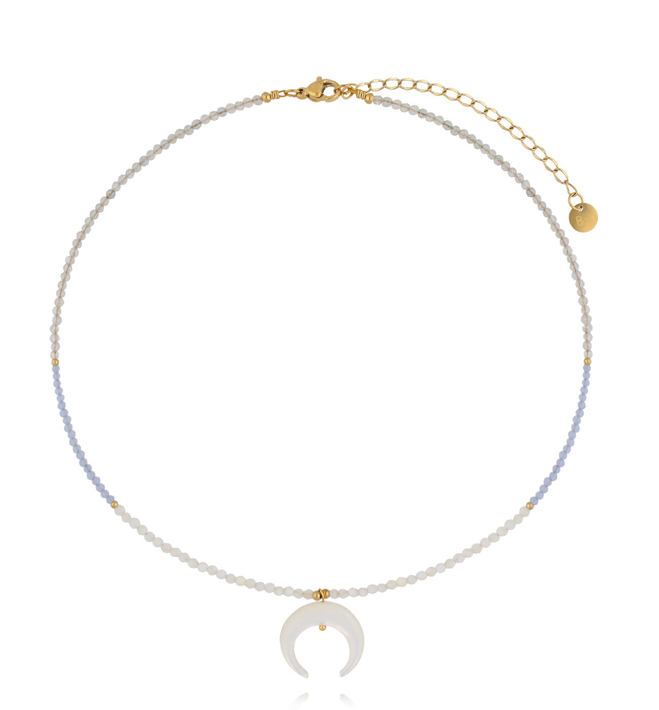 Naszyjnik z akwamarynami i księżycem - By Dziubeka