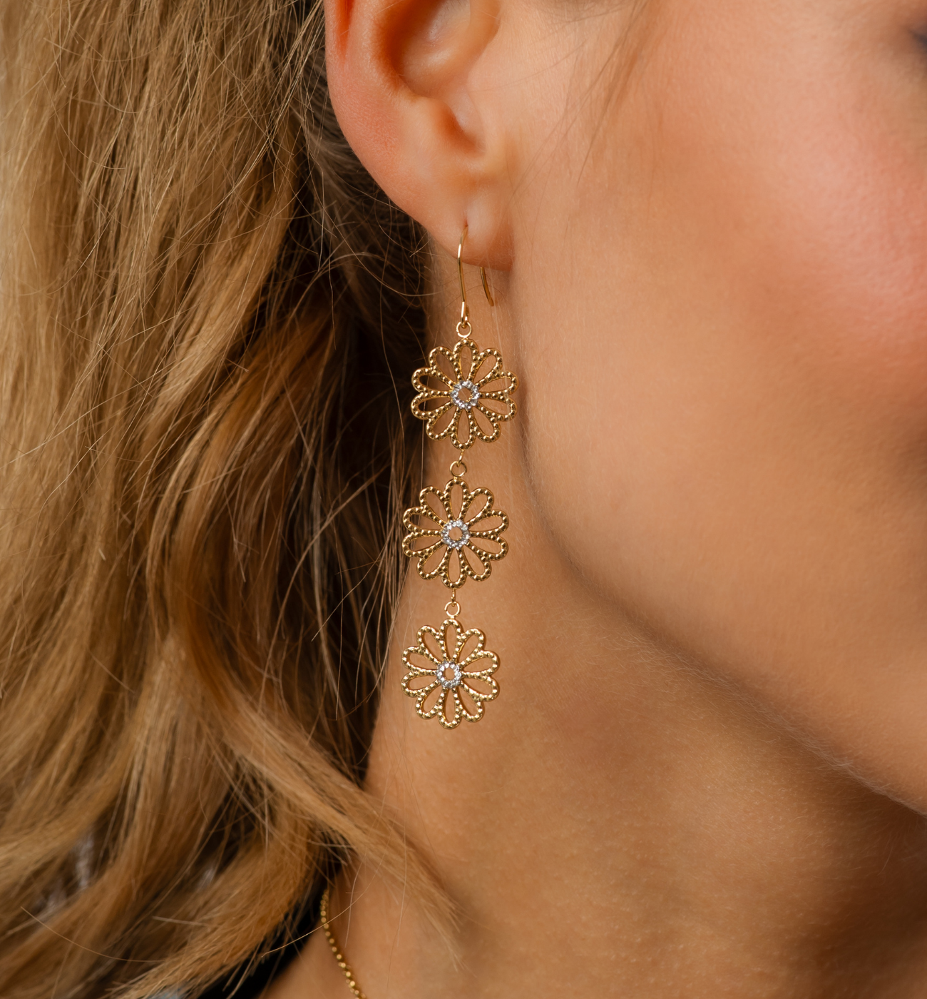 Kolczyki kwiatuszki złote KSA2262