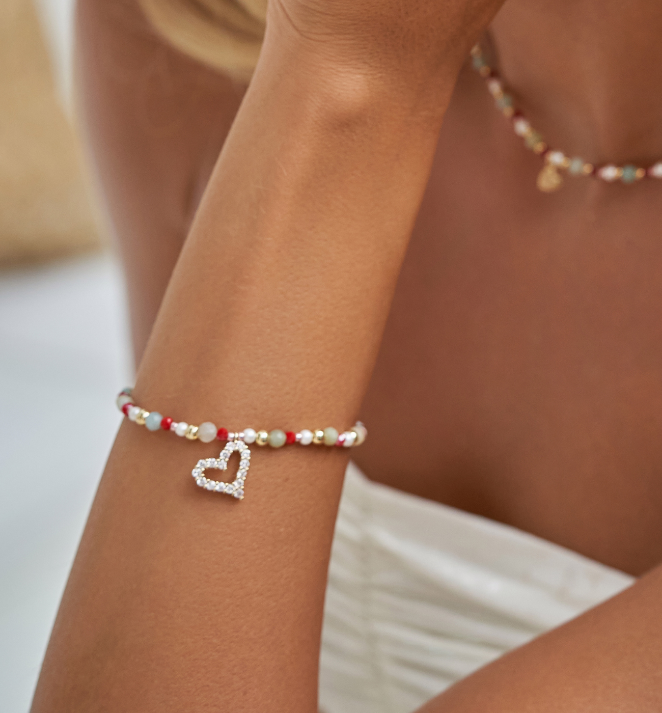 Bransoletka pastelowa z sercem Heart of Paradise BBI0004