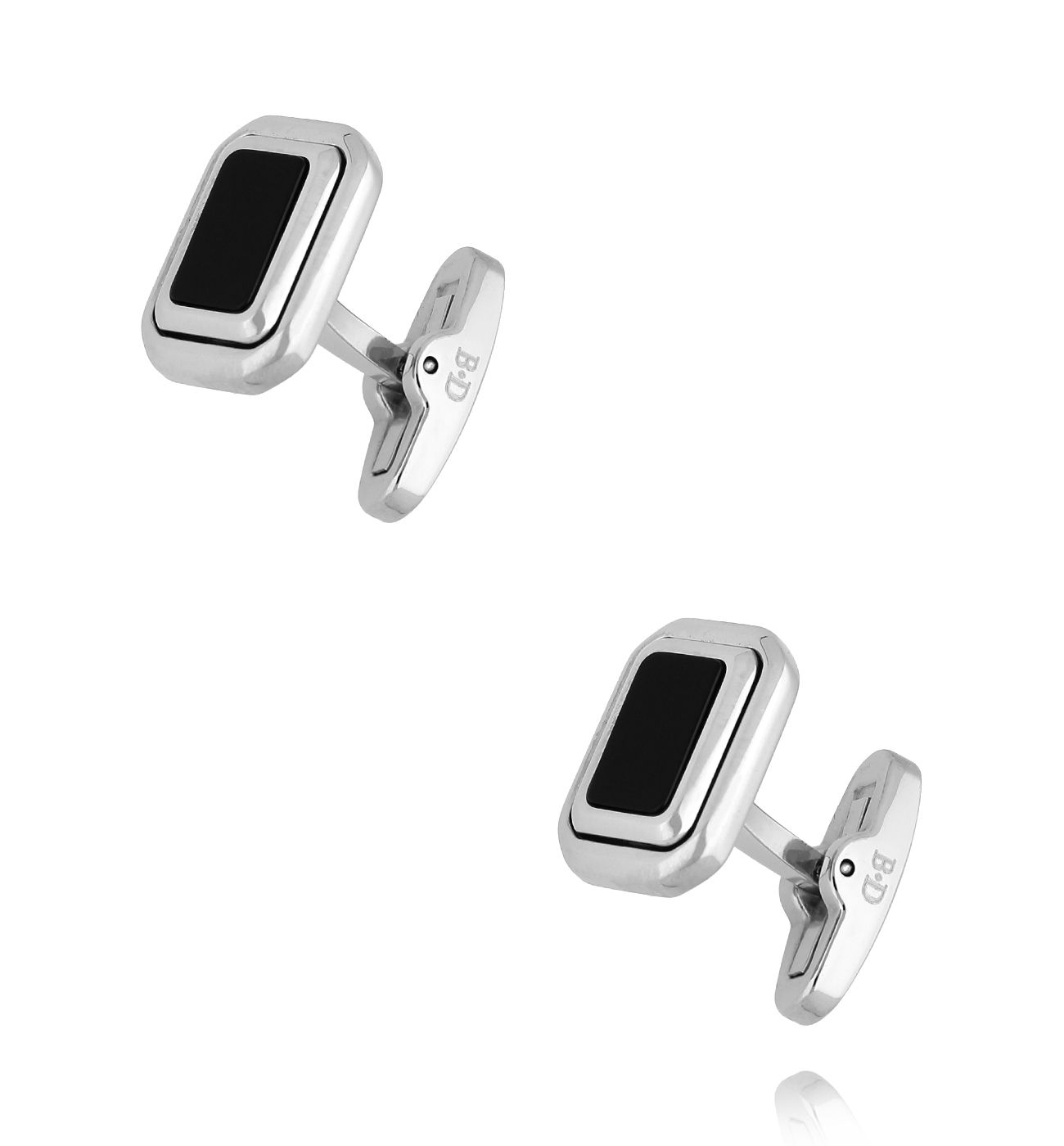 Spinki do mankietów srebrne z czarnymi agatami SMITC0015