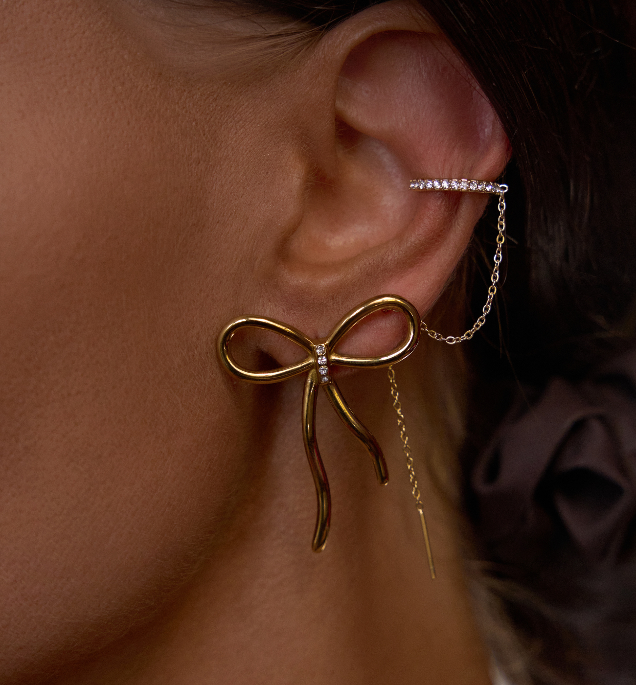 Kolczyki kokardki złote Radiant Bow KSA2032