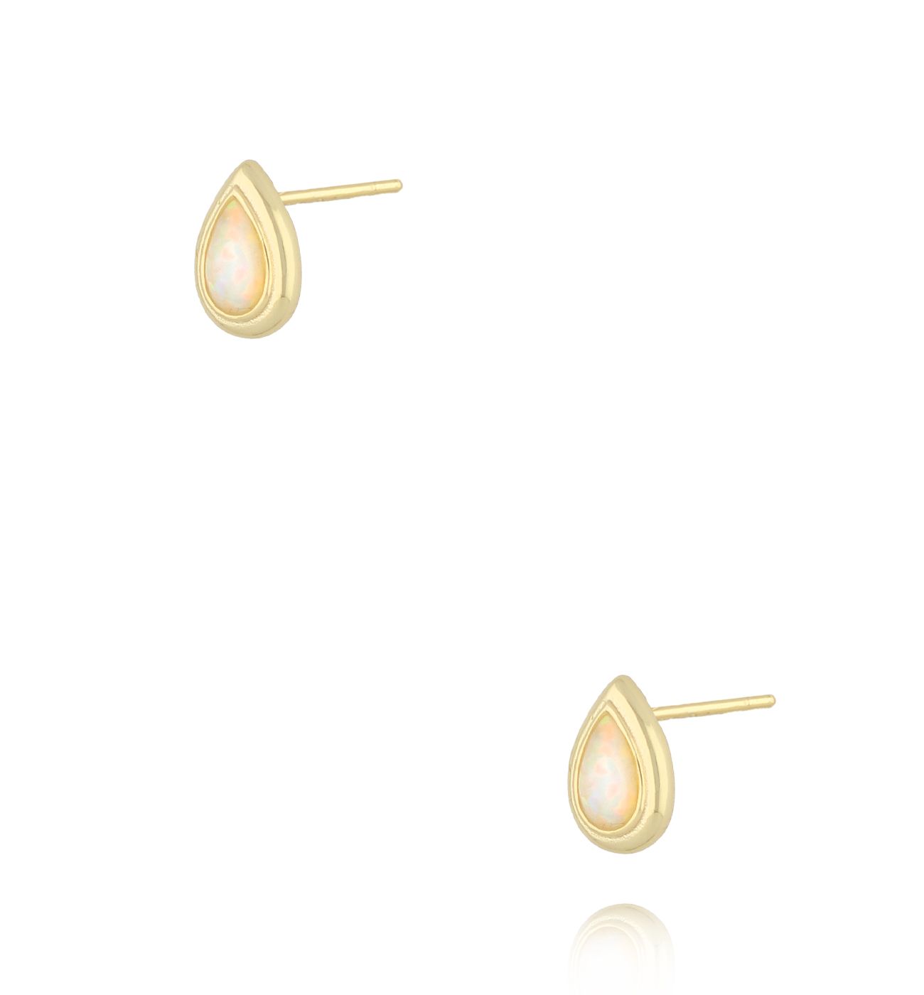 Kolczyki złote łezki z mlecznym opalem KCA0036 - By Dziubeka
