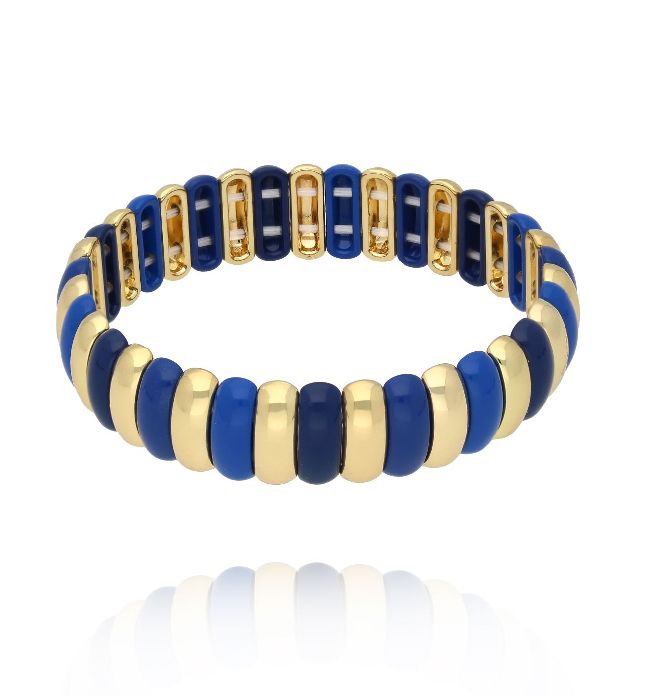 Bransoletka elastyczna w odcieniach kobaltu i złota BCR0071 - By Dziubeka