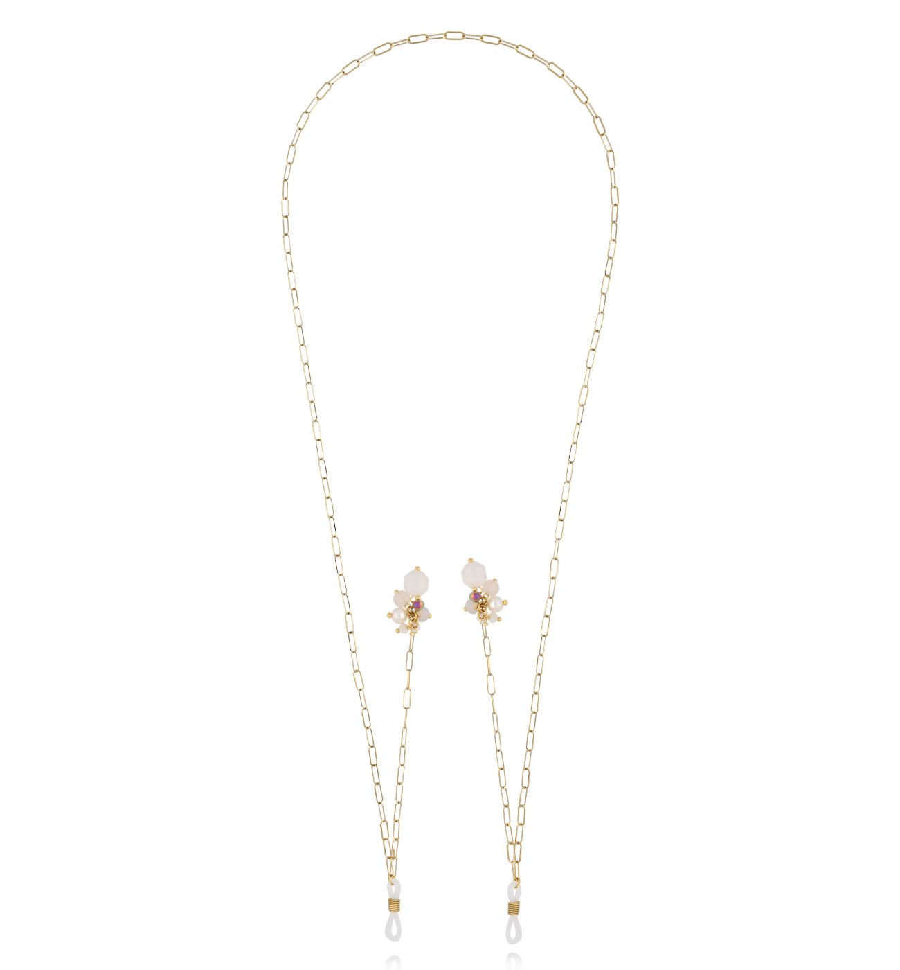 Łańcuszek do okularów z kamieniami beżowy Island Elegance - By Dziubeka