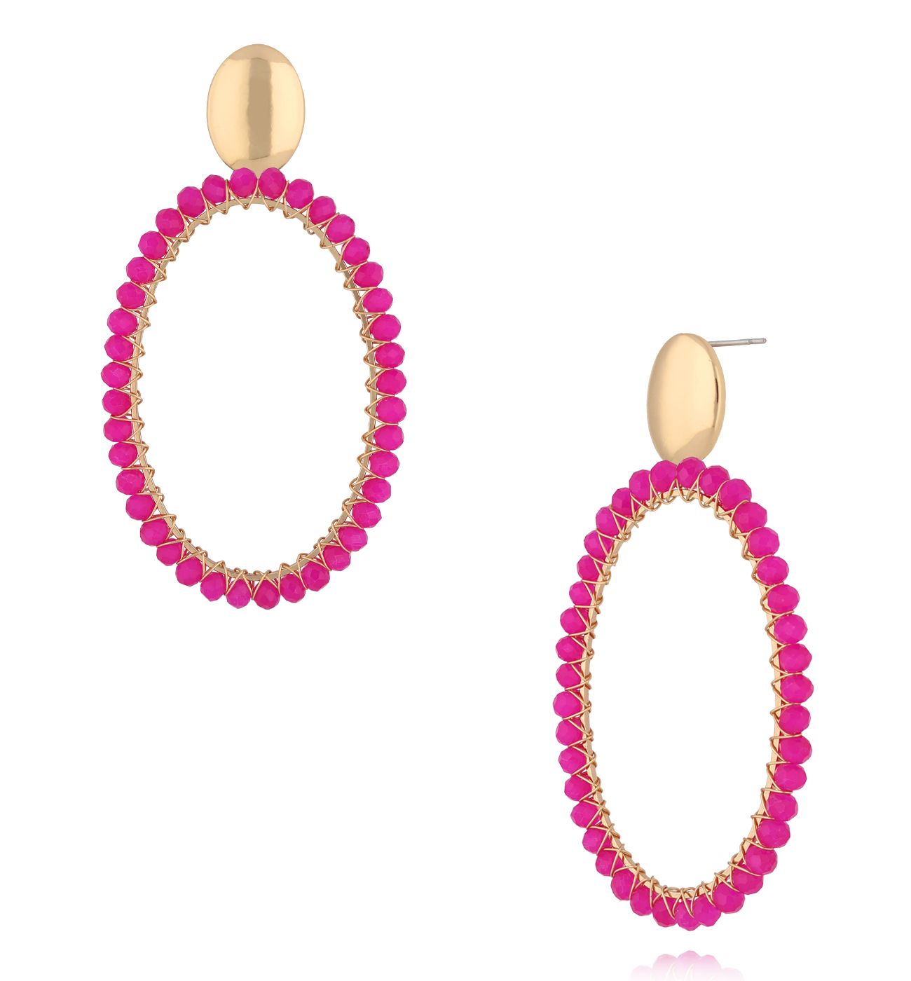 Kolczyki z fuksjowymi kryształkami KWE0290
