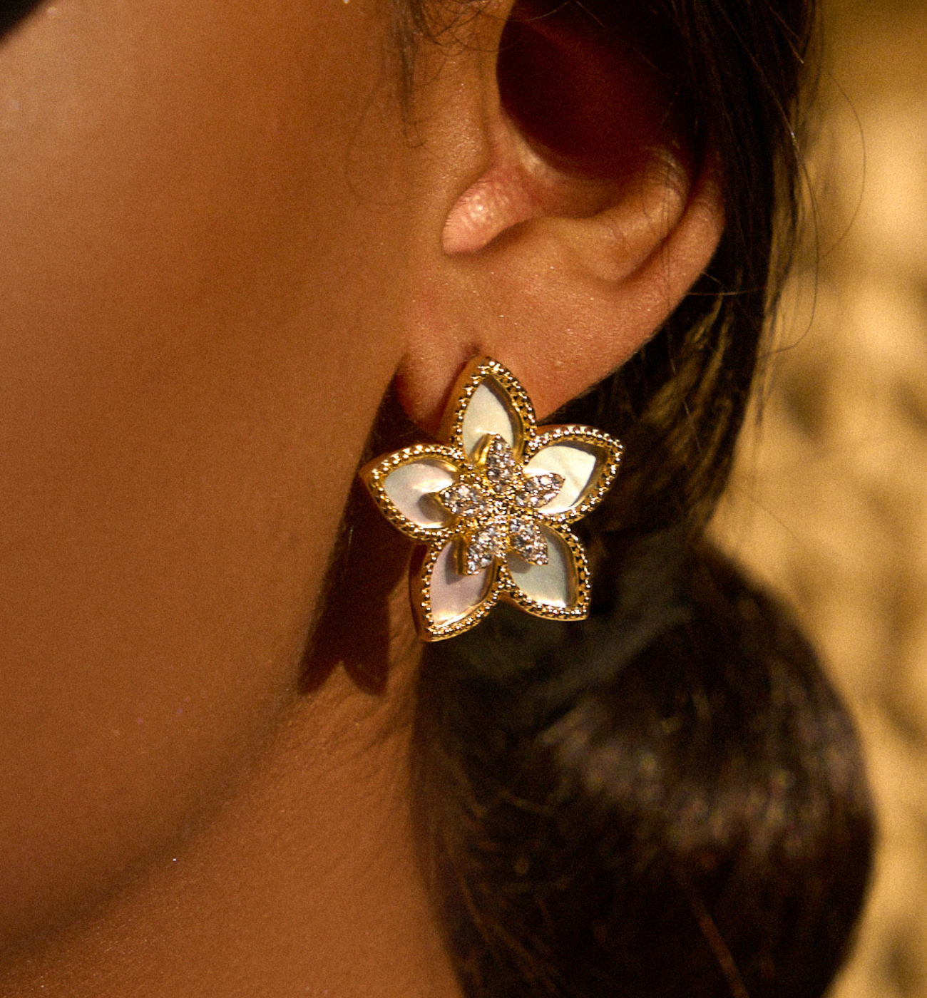 Kolczyki z kwiatuszkami i cyrkoniami KSS1905