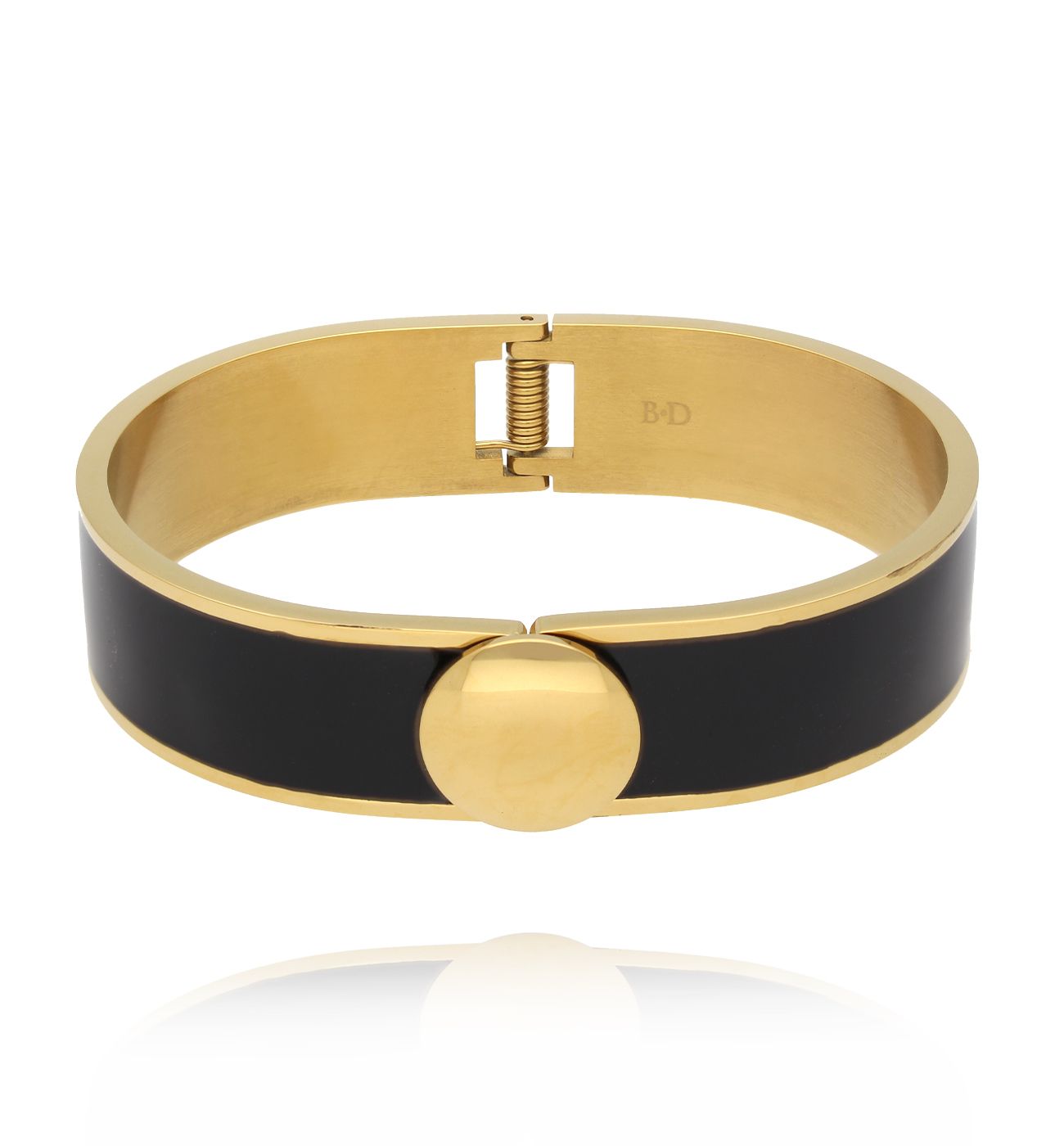 Bransoletka obręcz z czarną emalią BSA0907