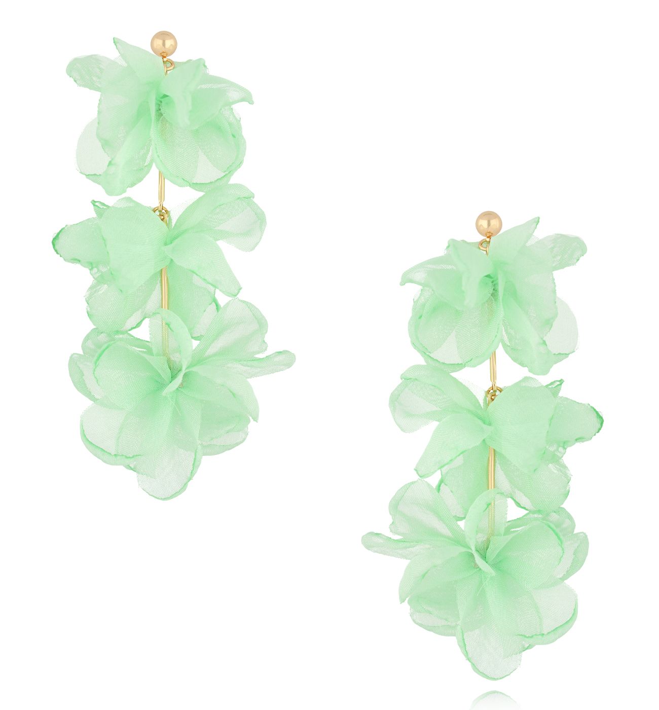 Kolczyki miętowe długie materiałowe - By Dziubeka