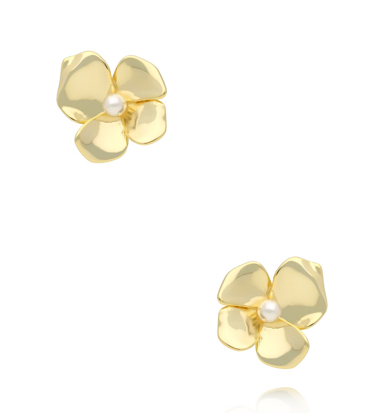 Kolczyki kwiaty z perłą złote KSS2242