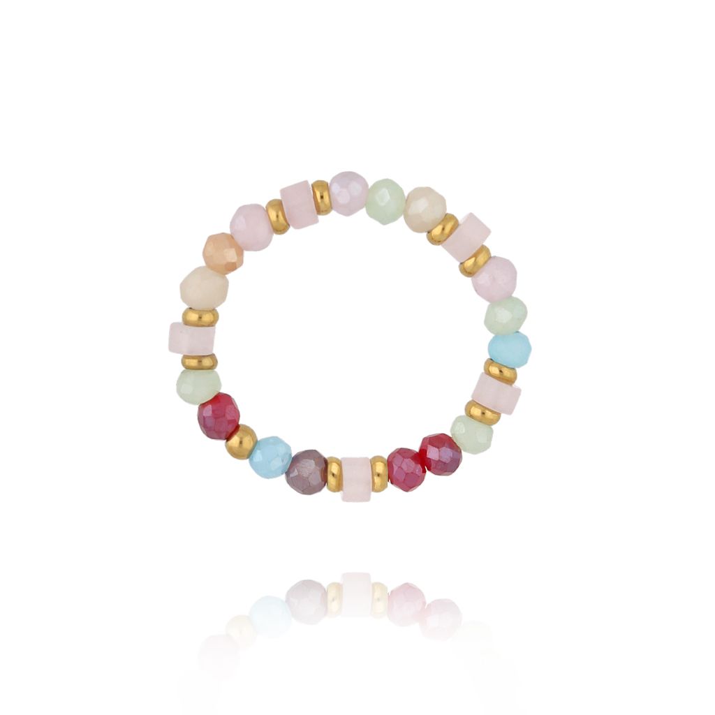 Pierścionek kolorowy z kryształkami PSC0779