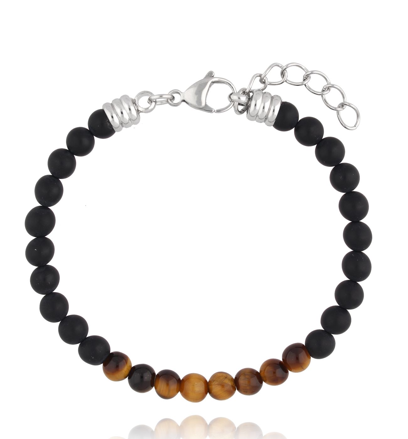 Bransoletka męska z agatami i tygrysim okiem 74 - By Dziubeka