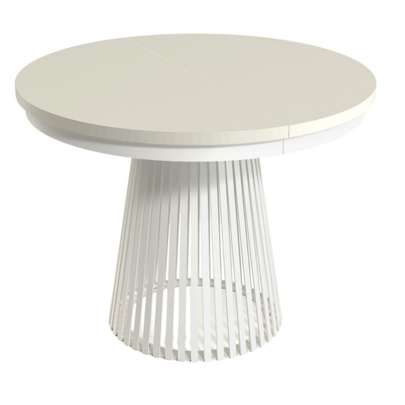 Rozkładany stół Furnidea LAMELLA 100-140-180 cm blat kaszmir nogi białe metal 1 szt.