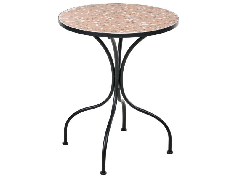 Stolik bistro Adrano 60 cm Efekt lastryko Metal Czarny 1 szt.