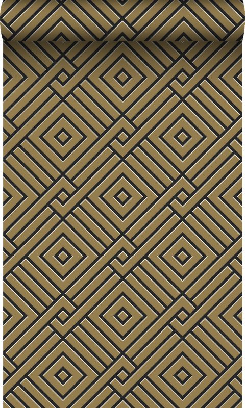 Tapeta Origin Wallcoverings motyw graficzny 3D złotymIczarnym 50 x 900 cm - 1 rol.