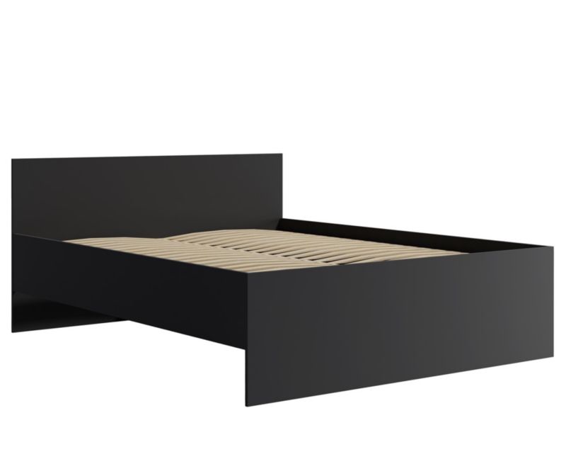 Łóżko Bettso Maxivo nowoczesne z wysokim zagłówkiem i drewnianym stelażem czarny 1szt.