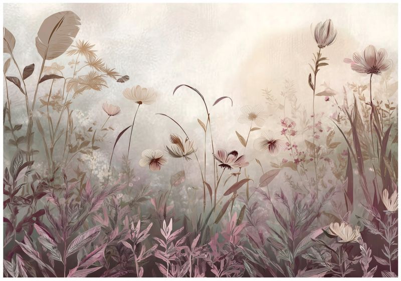 Fototapeta WALLARENA Do Sypialni Salonu Na Flizelinie Kwiaty Łąka Vintage 250x175 cm Tapeta Ścienna 1 szt.