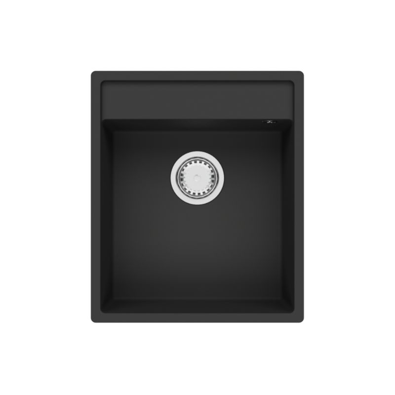 Zlewozmywak granitowy GranMaster Magma 440x520x204 mm, jednokomorowy bez ociekacza, czarny mat 1 szt.
