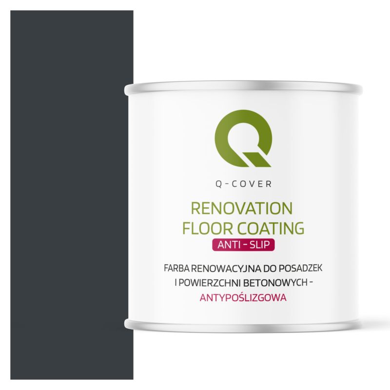 Farba Antypoślizgowa do Posadzek i Powierzchni Betonowych Renowacyjna Q-Cover Antracyt RAL7016 2.5L